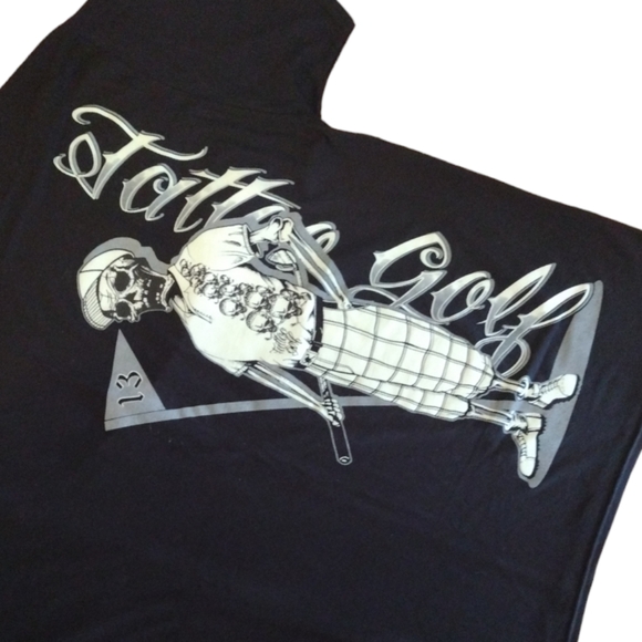 Tattoo Golf Black T026- LB Bones Printed Short Sleeve Crew T-Shirt 2XL - Picture 4 of 6